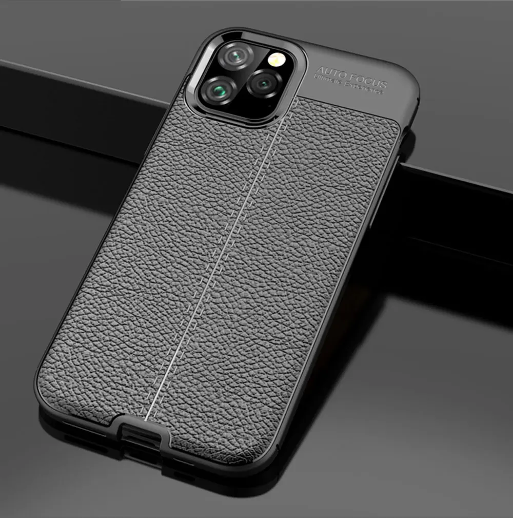 Черный Для iPhone 11 Pro Max 11Pro роскошный противоударный матовый чехол s Чехол кожаный чехол из углеродного волокна для Apple iPhone11 Pro Max чехол s - Цвет: Черный