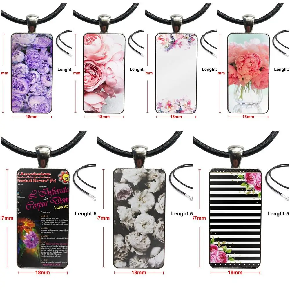 Фиолетовый Пионы Пион для Для мужчин женщин модные Стекло ожерелье с кабошоном