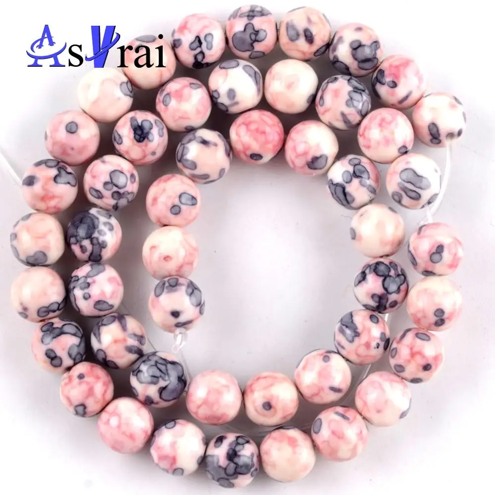 4mm-12mm Natural Light Pink Purple Strip Rain Stone Round Beads Spacer Loose For Jewelry Making Diy Bracelets Necklace 15&quot | Украшения