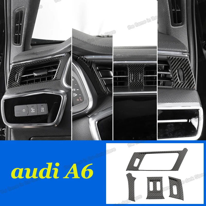 

Lsrtw2017 углеродного волокна центральной консоли вентиляционное отверстие приборной панели накладка наклейка на розетку для Audi A6 C8 2019 2020 2021 ак...