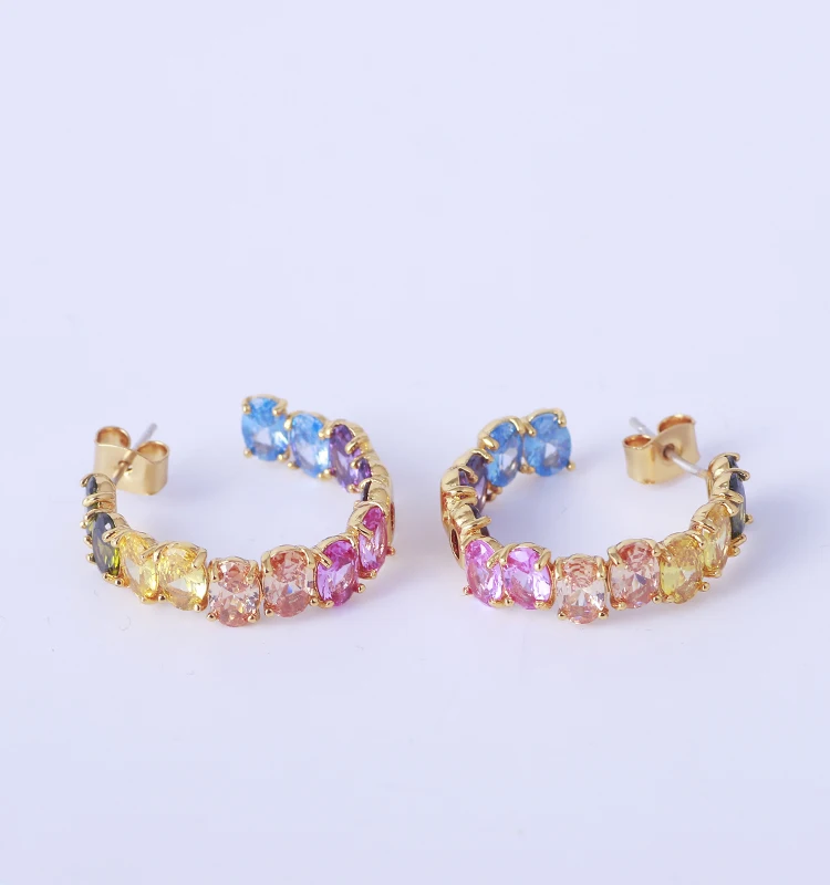 Модное, красочное и инкрустированное цветным цирконием, сияющее и простое кольцо для ушей от AliExpress WW