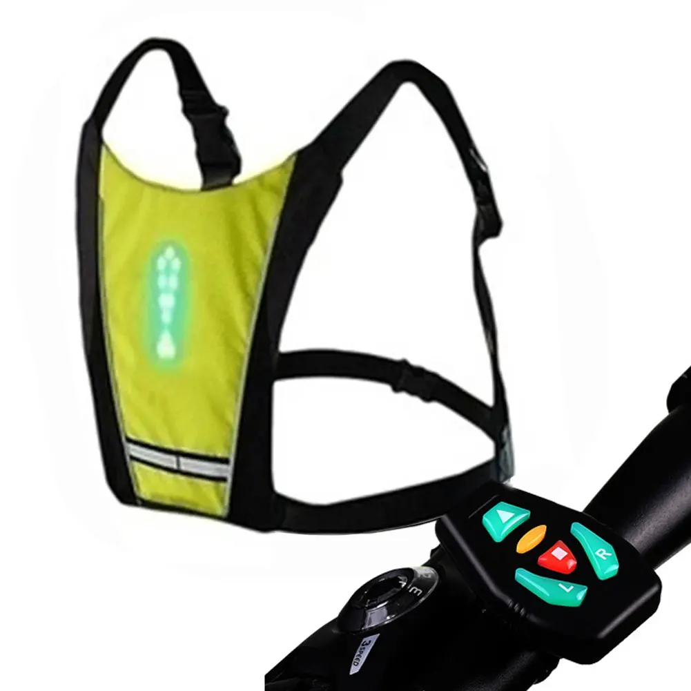 

New 2021 LED Wireless Cycling Vest 20L MTB Bike Bag Safety LED Turn Signal Light Vest Bicycle Reflective Warning Vests With Remo