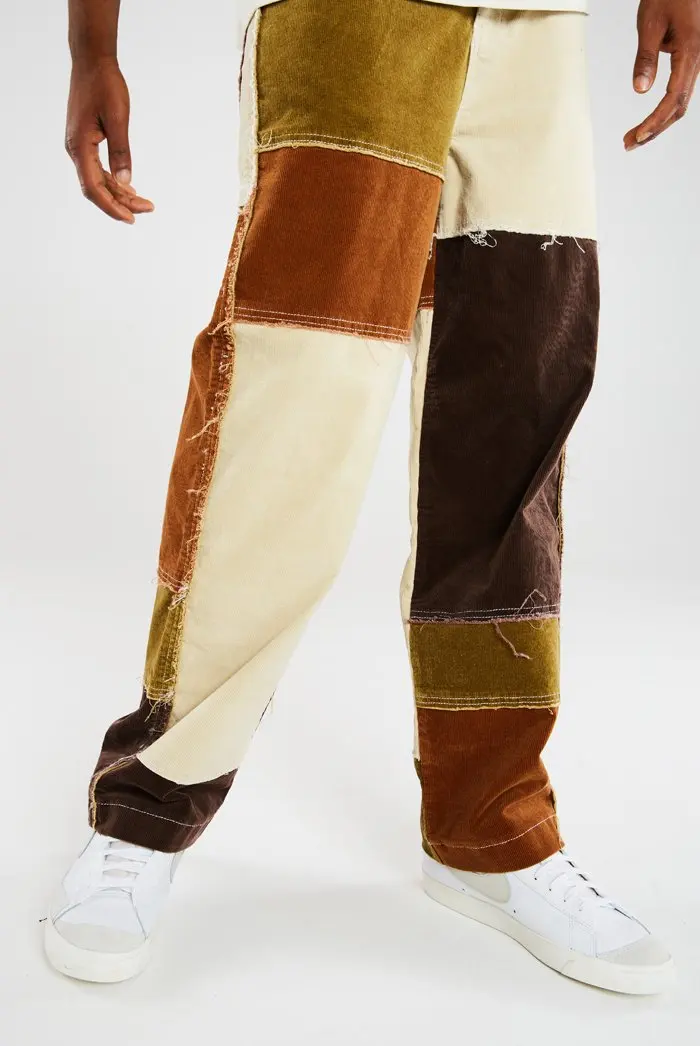 

Men's Straight-Leg Jeans, Fashionable Frayed Patchwork Color Matching Loose-Fit Denim Trousers Can Be Worn For Work And Shopping