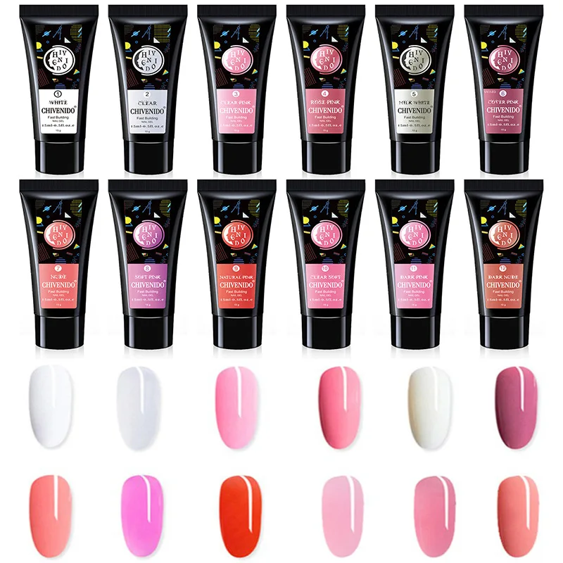 

15ml Poly Nail Gel For Nail Extension Finger Quick Building Polygels UV LED Gel Polish Extension