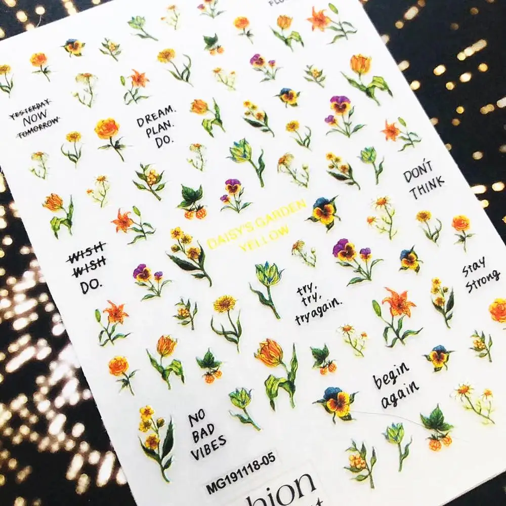 Новейший японский дизайн красный желтый синий переводная наклейка на цветок для