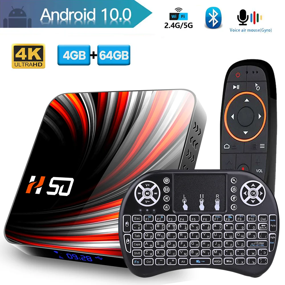 HONGTOP 2020 приставка для ТВ андроид 10 4GB 64GB 2 4G &amp 5G двухдиапазонный Wi-Fi android 4k HD