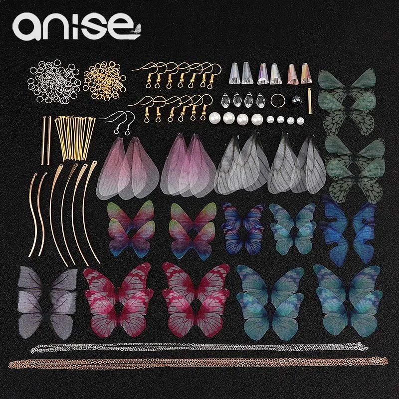 12 пар сказочных сережек с бантом ультратонкая пряжа материал для крыльев бабочки