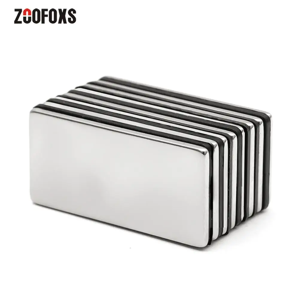 ZOOFOXS 4pcs 40x20x2mm N35 NdFeB Neodymium Magnets Block Fridge Rare Earth Permanet Magnet 40*20*2mm
