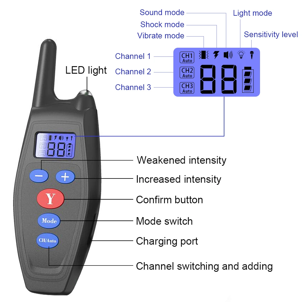 Ошейник для дрессировки собак 2 в 1 дистанционное управление 800 м удар током
