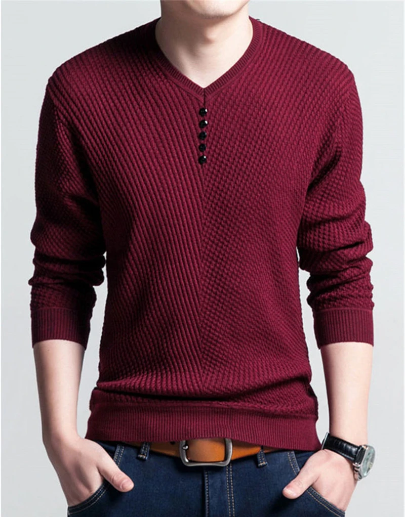 Мужской свитер Повседневный пуловер с v образным вырезом Мужская Осенняя