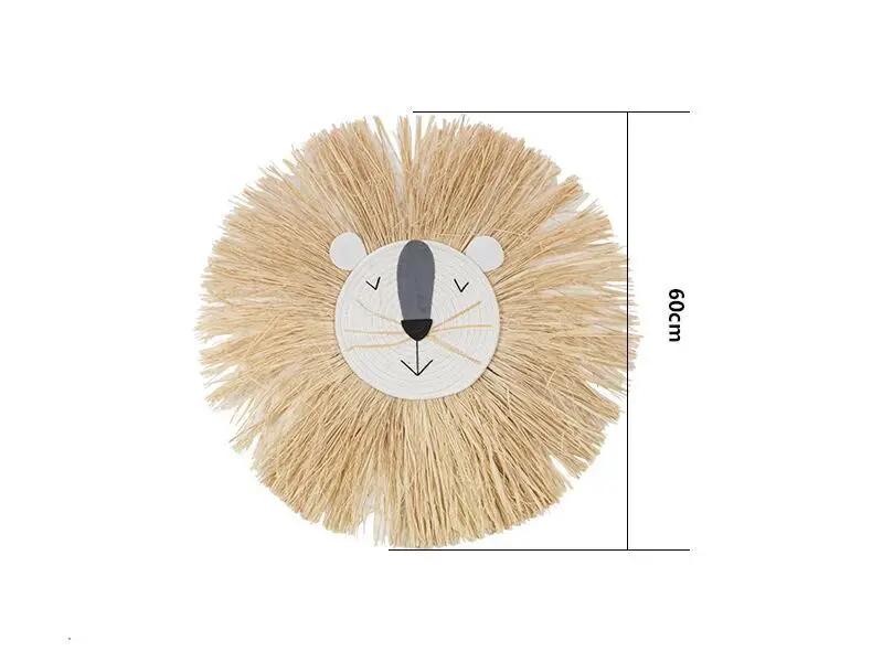 

Nordic Hand woven Cartoon Lion Hanging Decorations Cotton Thread Weaving Animal Head Ornament Children room Wall Hanging