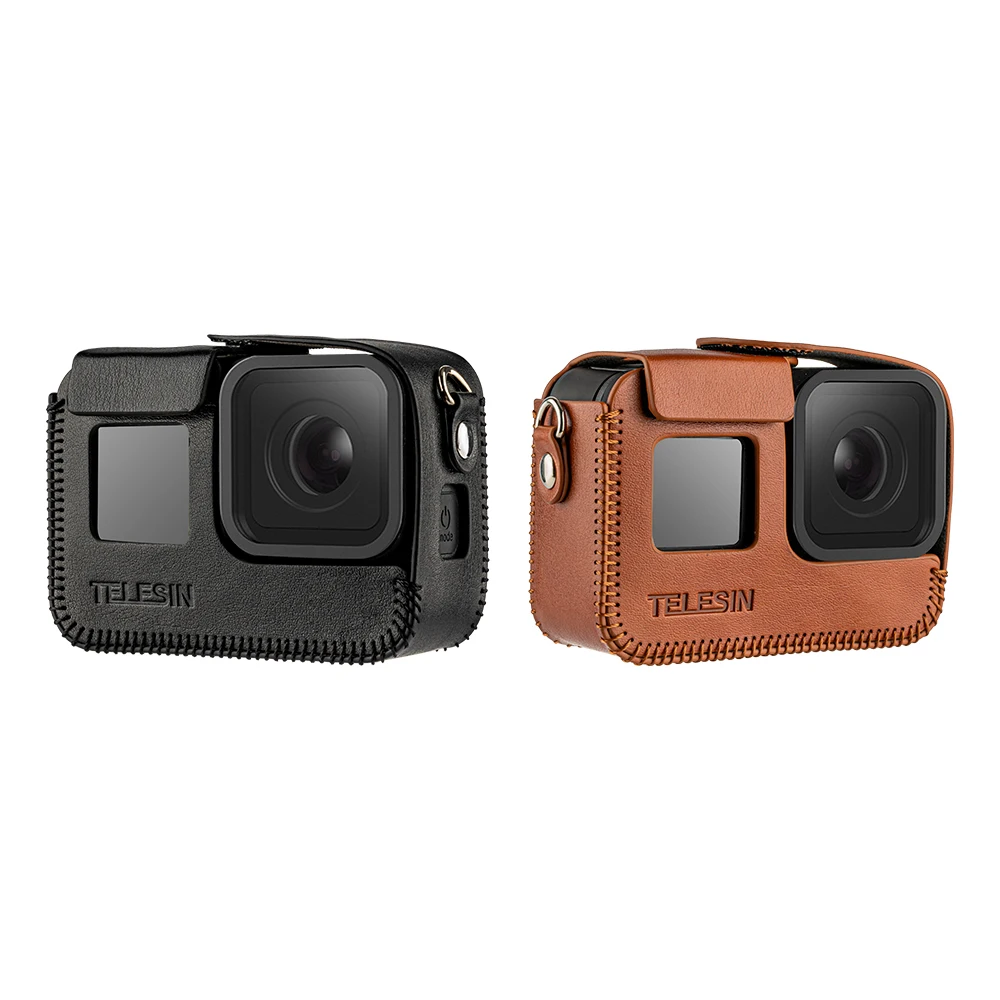 Телесин из искусственной кожи чехол для GoPro Hero 8 для Hero 5 6 7 черная рамка Крышка мини-протектор черный коричневый с длинным ремешком аксессуары