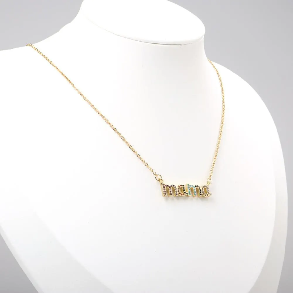 

Fashion Necklace Stainless Steel&Copper Necklace Gold Color Lowercase Letter Message "MAMA" Multicolour Cubic Zirconia Jewelry