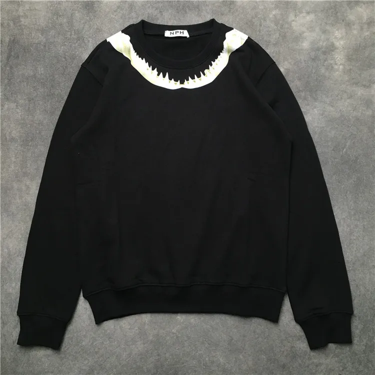 

New 19 luxury High Men Shark Teeth Bone Hoodies Hoody hooded Sweatshirts velvet Cotton Drake Thicken Fleece pullover #E5