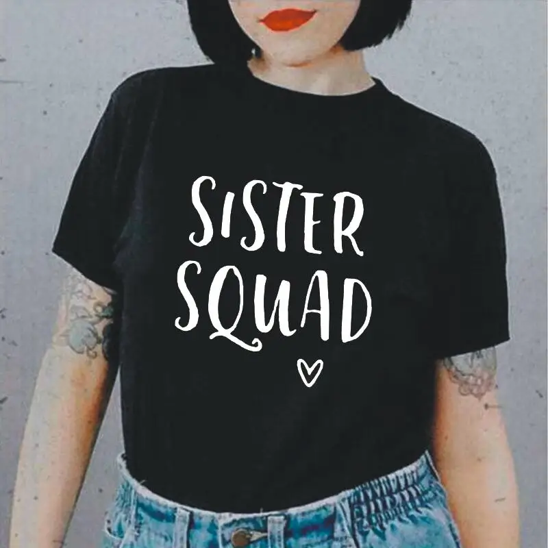

Летние шорты футболка с длинным рукавом, женские топы, сестра отряд письмо лучшего друга принт футболка Femme свободные Забавный размера плюс,...
