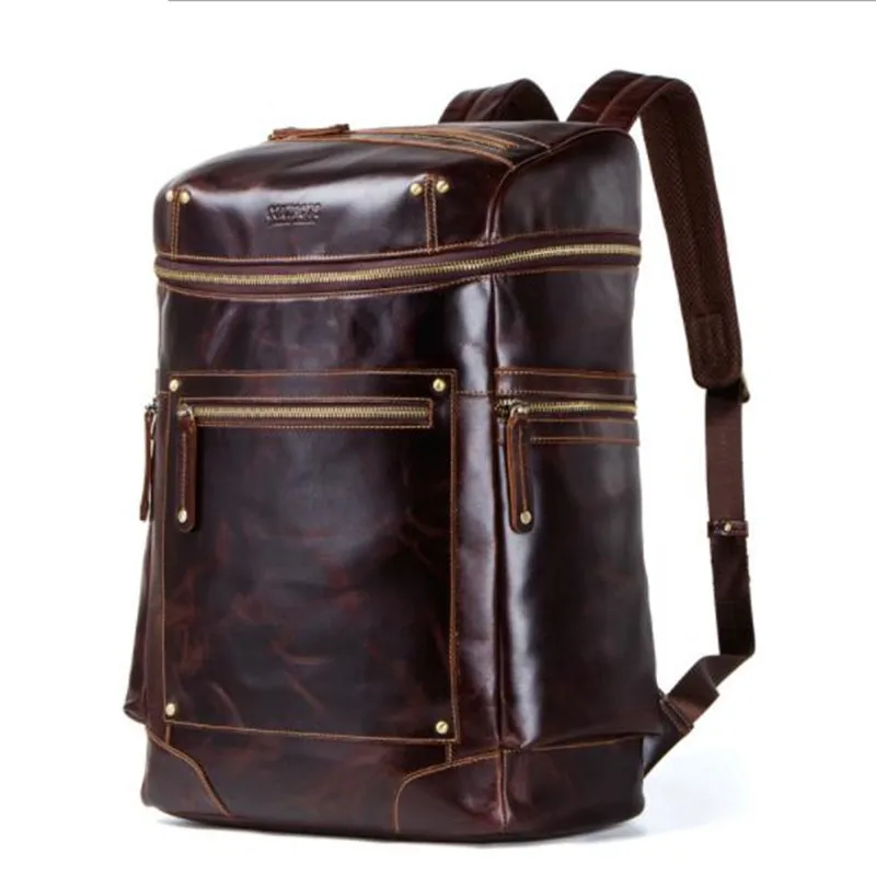 Рюкзак мужской из натуральной кожи многофункциональный вместительный ранец в