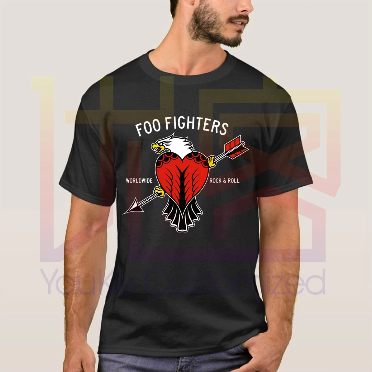 Новые 2020 Летняя обувь Орел Foo Fighters Логотип 100% хлопковая Футболка с круглым