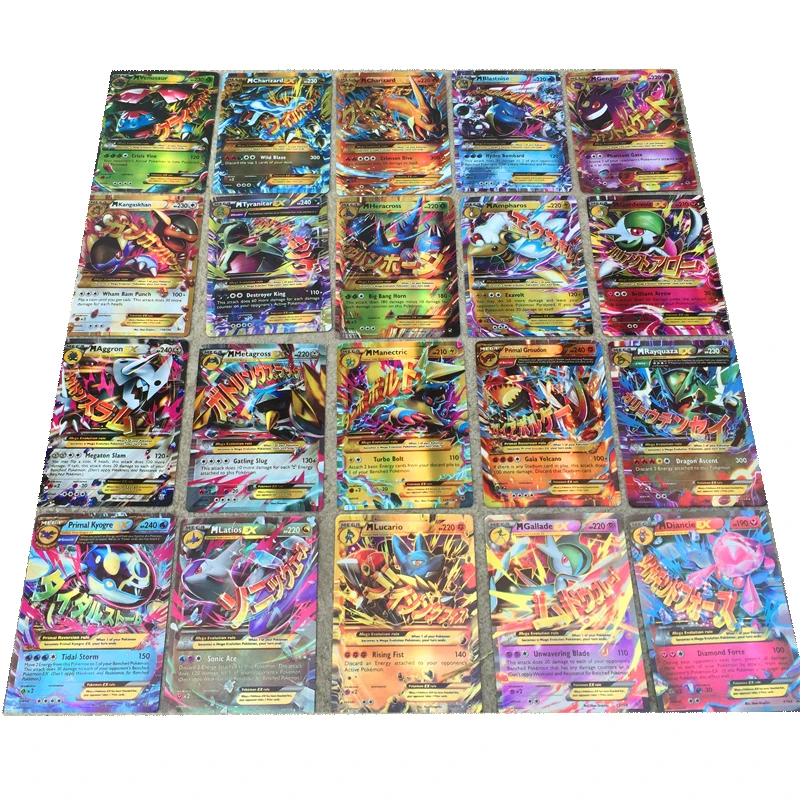 

100 шт. Pokemon Card Мега флэш-карты Ex игра коллекция Kaarten детские игрушки подарки на день рождения