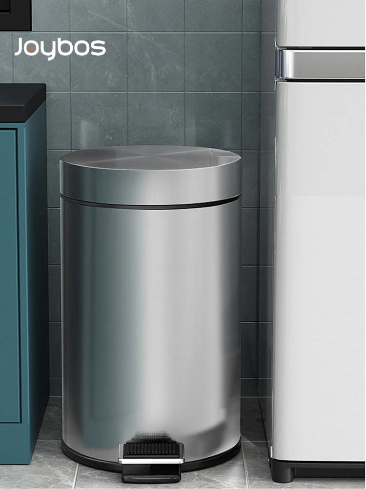 

JOYBOS Trash Can Stainless Steel Household With lid Kitchen Bathroom Foot Step Open Lid large Capacity Deodorant High-Grade JX45