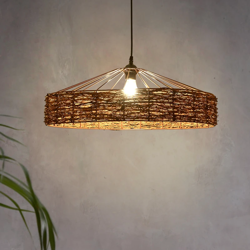 Lamp cover vintage rattan yurt fish line chandelier lamp shade | Лампы и освещение