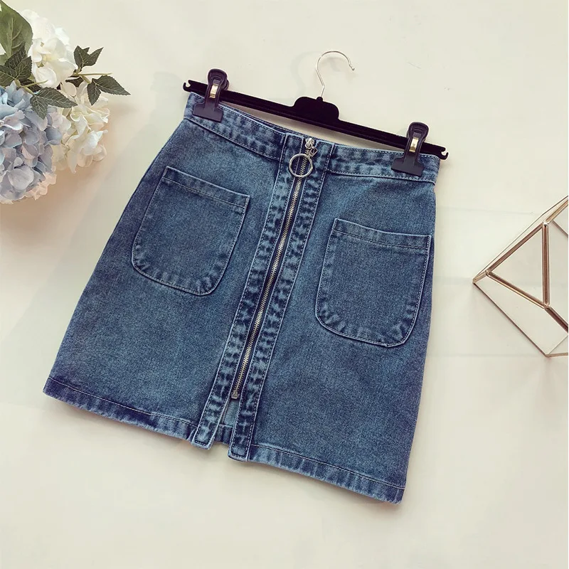 

Vintage Women Denim Short Skirt 2021 Summer Fashion New Female Vintage Zipper Bag Hip Half-length Skirt
