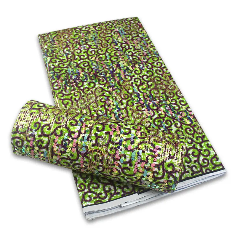 

Latest Sequins African Fabrics 100% Cotton Batiki Wax Prints Kitenge/Pagnes/Kikwembe Embroidered Sequins YXL-35