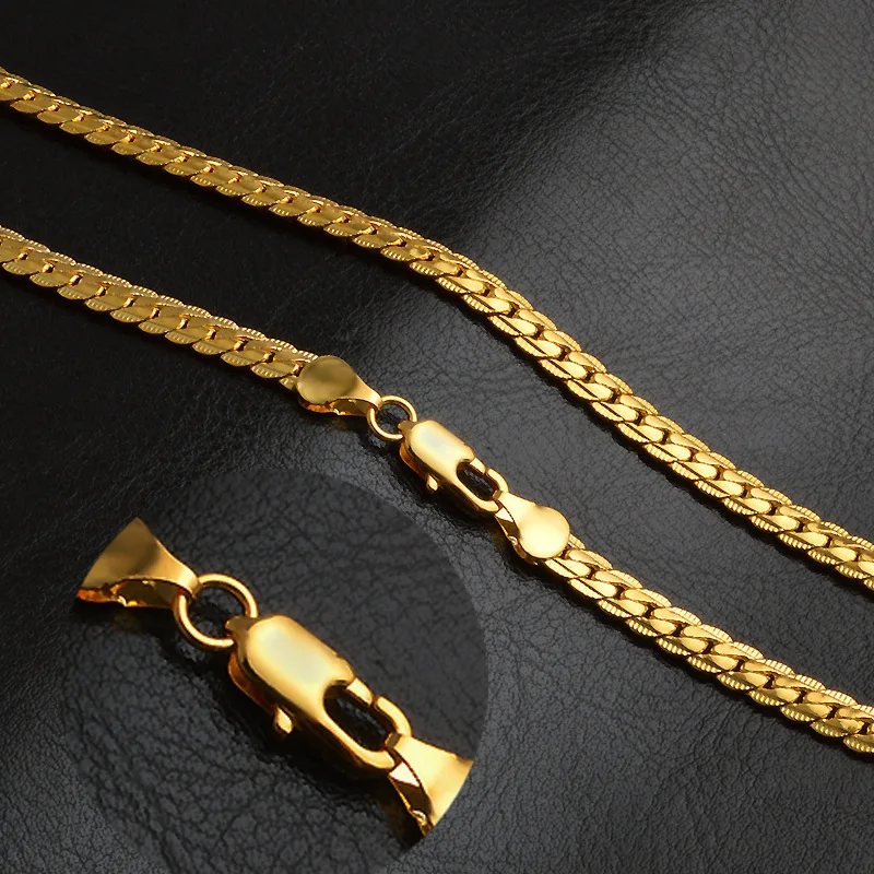

5mm Cuban Gold Chain Necklace For Men Link Curb Necklaces Men Gift Fashion Jewelry 20 Inch Male Accessories 2021
