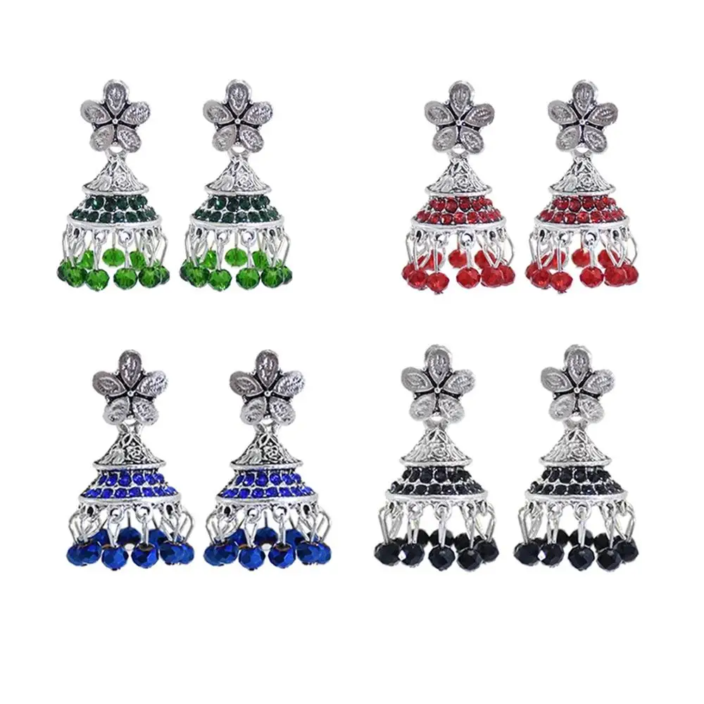 Цыганский Кристалл бисер кисточка индийский Jhumka серьги для женщин этнические