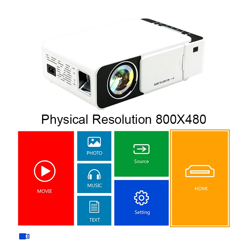 T5-Basic-white ALSTON T5 полный светодиодный hd-проектор 2500 люмен HDMI USB 1080p портативный проектор фильмов Beamer - Цвет: T5-Basic-white