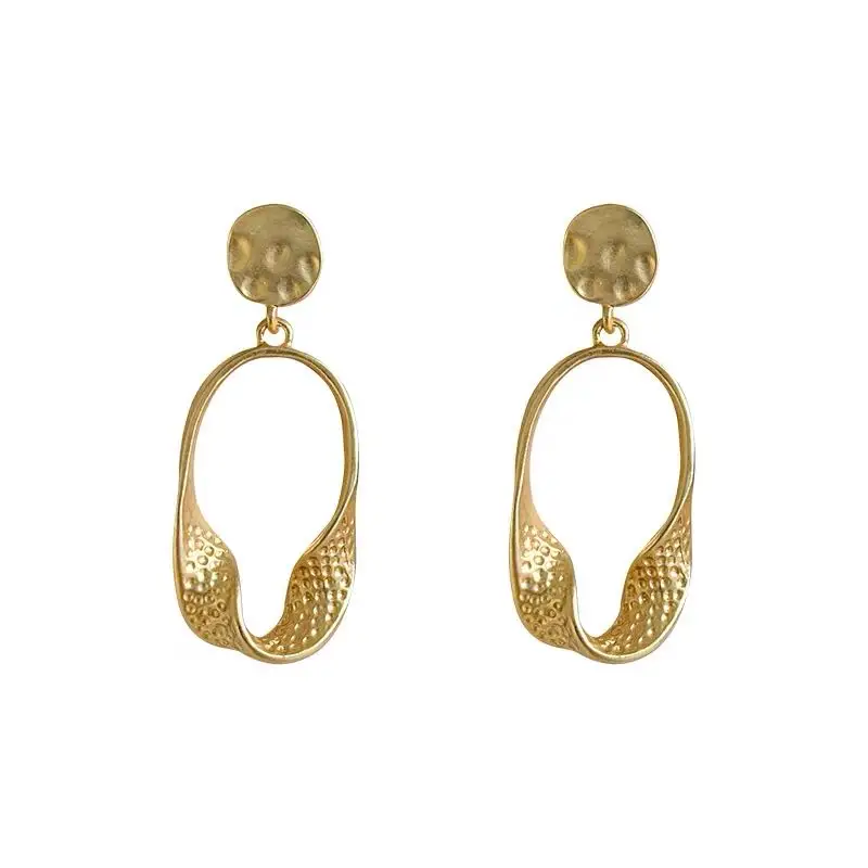 

S925 needle Modern Jewelry Drop Earrings Hot Selling Metal Alloy Matte Golden Plating Geometric Dangle Earrings For Women Gifts