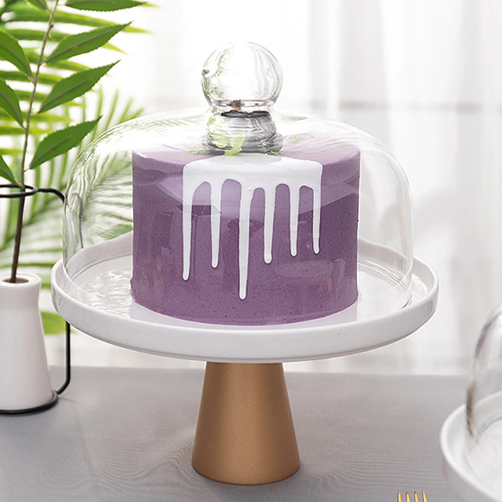 

1 Set Party Cake Glass Cover Food Cover Dessert Cake Plate Dust-Proof Cover Glass Cover Cake Display Plate Table Wooden Tray