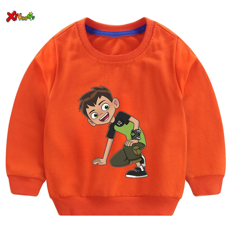 Толстовки для маленьких мальчиков Ben10; худи для маленьких мальчиков; хлопковые детские толстовки с капюшоном; детская одежда; толстовки с длинными рукавами; спортивная одежда для малышей - Цвет: sweatshirt orange