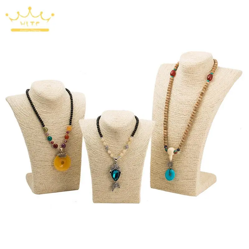 Hemp Rope Necklace Display Stand Holder Nice New Design Necklace Hanger High Quality Jewelry Display Bust Model Rack