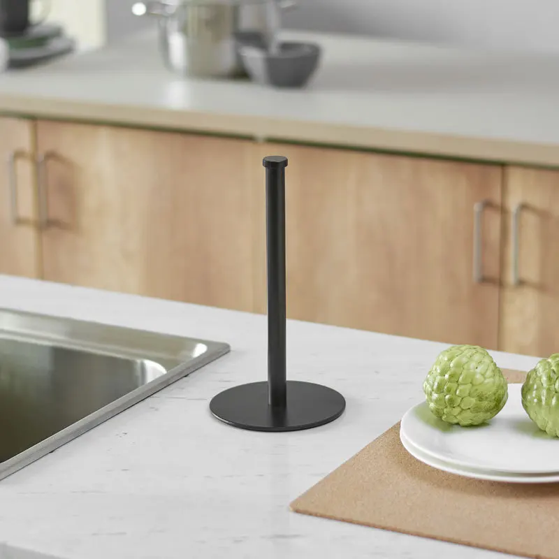 desktop rack tissue paper holder kitchen roll stainless steel storage organizer shelf black home toilet desktop paper holder free global shipping