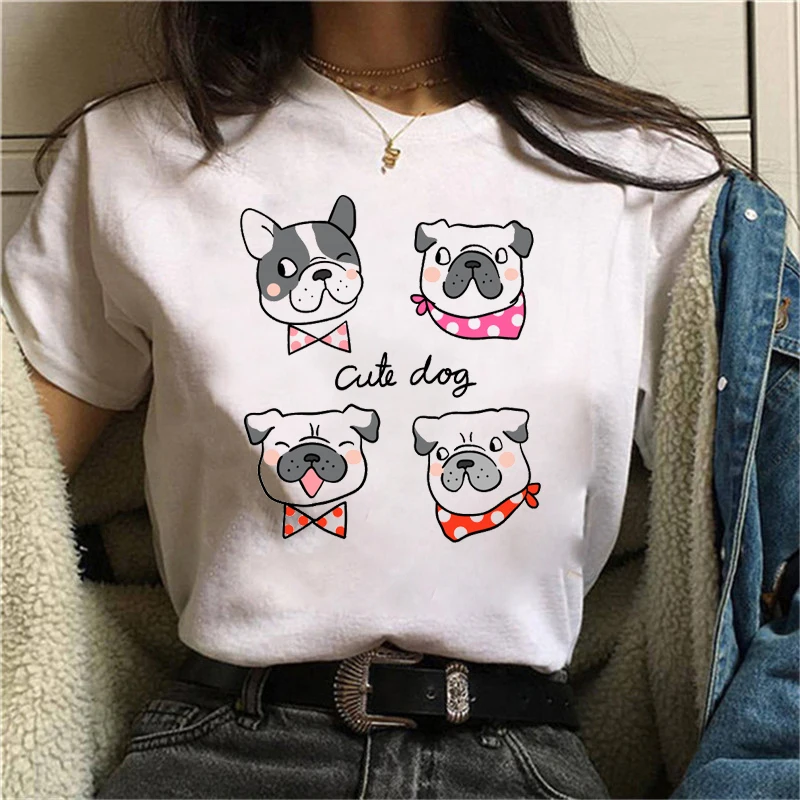 

Fashion Cute dog T Shirt Women Lovely Print Short Sleeved O-neck T-shirt Ullzang Tshirt Harajuku Tops Girl T-shirt