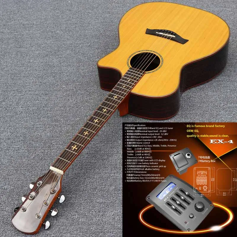 Высокое качество 40 дюймов JA тело Акустическая гитара - Цвет: guitar with EQ