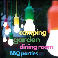creative led hanging light bulb battery powered garden colorful pull cord bulbs outdoor canping light bbq parties lamp 7 colors