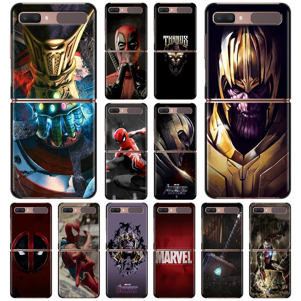 

Black Phone Case For Samsung Galaxy Z Flip3 5G Z Flip 3 5G z flip zflip3 Back Hard PC Folding Fundas Deadpool Iron Man Marvel