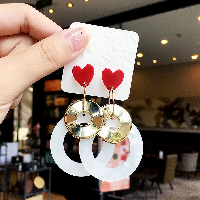 

Корейские темпераментные серьги, корейские личные длинные большие серьги-кольца, массивные Модные женские серьги с Красной сеткой