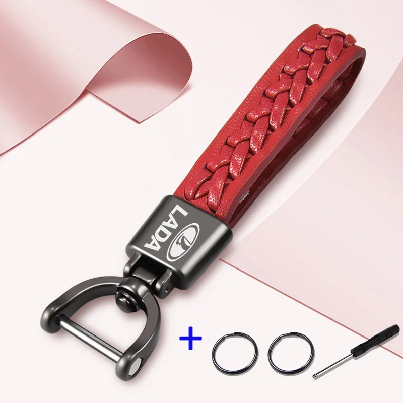 

Fashion Hand braided rope Car Logo Custom Key Ring metal Car Keychain For LADA 2106 2107 Niva 4x4 VESTA Kalina priora