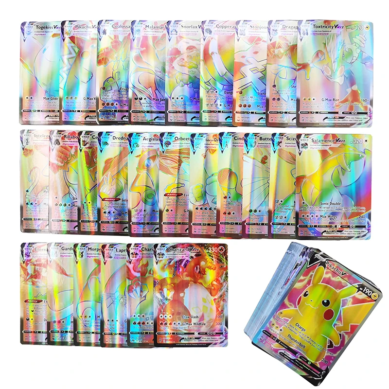 Juego de cartas de Pokemon hologr&aacute;ficas Vmax GX Mega para ni&ntilde;os, tarjetas coleccionables de energ&iacute;a, versi&oacute;n en ingl&eacute;s, regalo para ni&ntilde;os, nueva versi&oacute;n-1