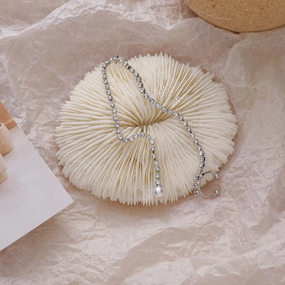 

Women Stud Earrings Vintage Rhinestone Earline Tassel Pearl Piercing Ear Bone Clip Ear Cuff Korean Jewelry Accessories Gifts