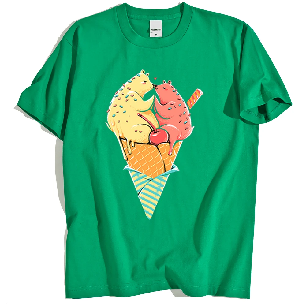 

Me Melting Personality Ice Cream Print Mens T-Shirt Fashion Casual Tops Loose Breathable T Shirts