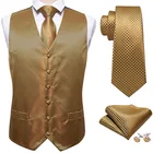 Мужской классический золотой однотонный жаккардовый Шелковый жилет платок галстук Карманный платок для костюма набор Барри. Ван