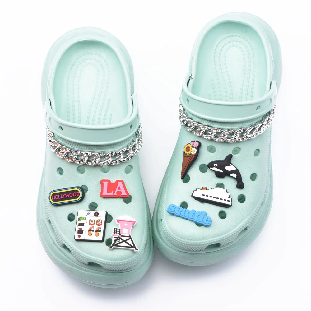 New Arrival 1 Pcs Croc Charms Houston PVC Shoe Decorations Rose Coffee Bracelet Accessories Kid's Boy Girl Gifts