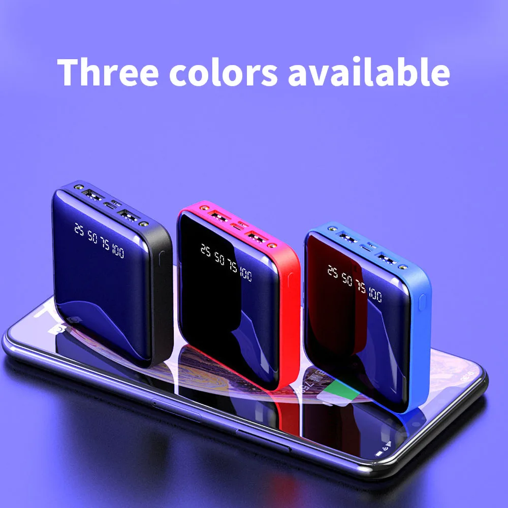 mini lcd power bank 20000mah fast charger 2 usb powerbank portable charging for smart phone dropshipping free global shipping