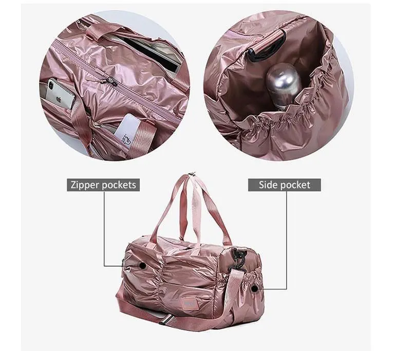 Nieuwe водоотталкивающий PU Reistas Roze ручная сумка для йоги Handtas voor Schoenen Droog Nat Duffle Tassen Schoudertas Vrouwen Reizen