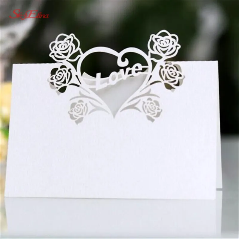Новинка 50 шт. лазерная вырезка кружево фотография места визитки свадьбы дня