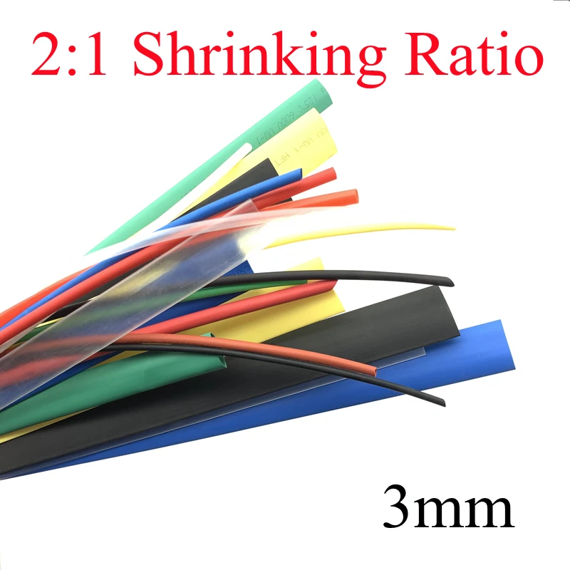 

1M Heat Shrink Tube 3mm Diameter Insulated Polyolefin 2:1 Shrinkage Ratio Wire Wrap Connector Line Repair 1KV Cable Sleeve