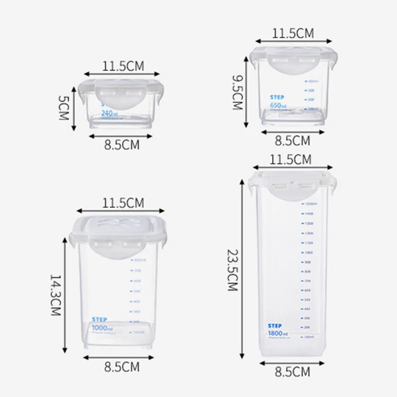 

Food Storage Container Plastic Transparent Sealed Cans Multigrain Storage Tank Kitchen Accessories 240/650/1000/1800ML
